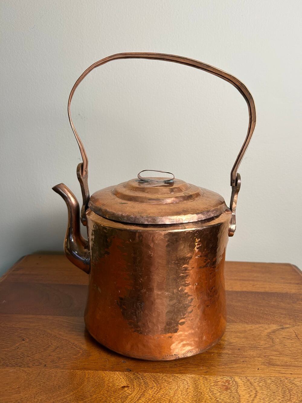 Vintage Solid Copper Tea Kettle | Tin-Lined Copper Kettle | Heavy Copper Pot